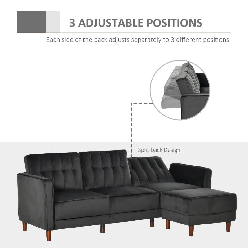 FaFurn - Modern Reversible L-Shaped Sectional in Black