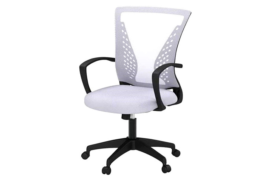 FaFurn Modern Mid-Back Office Desk Chair Ergonomic Mesh with Armrest On Wheels - White/Black