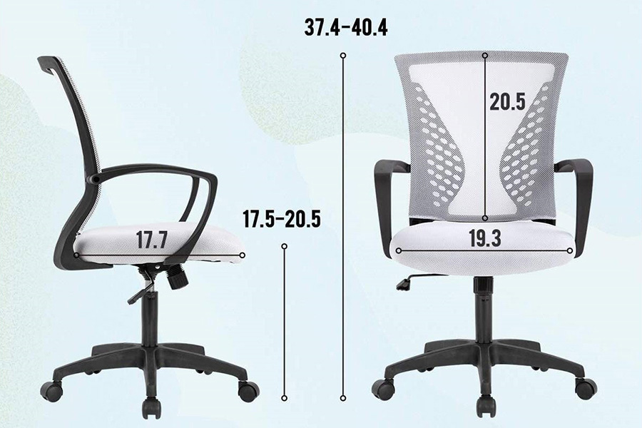 FaFurn Modern Mid-Back Office Desk Chair Ergonomic Mesh with Armrest On Wheels - White/Black