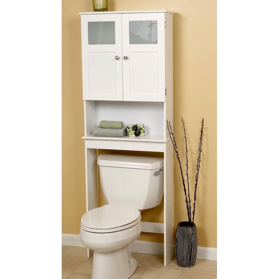 FaFurn Bathroom Storage Cabinet with Glass Panel Doors - White