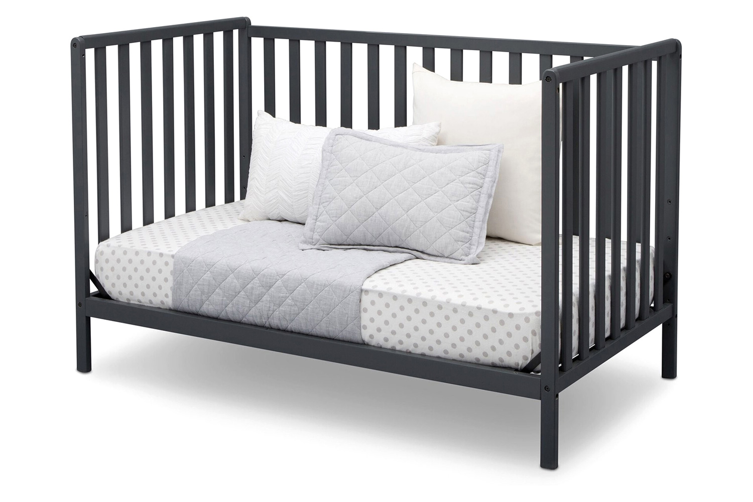 FaFurn 3-In-1 Modern Convertible Baby Crib Toddler Bed - Dark Gray