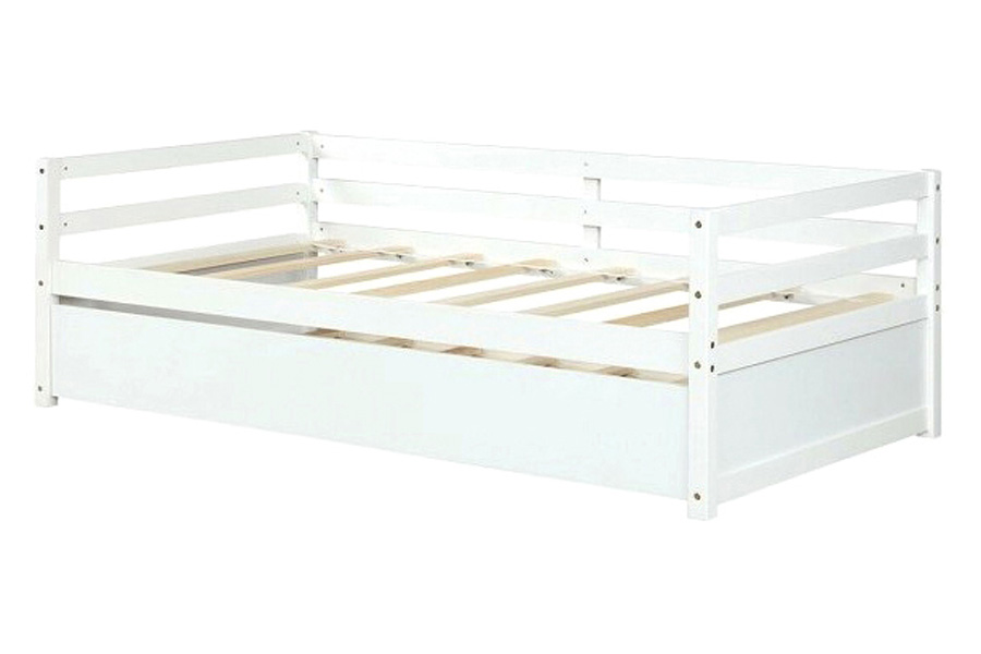 FaFurn Twin/Twin Dorm Style Trundle Daybed Platform Bed Frame - White