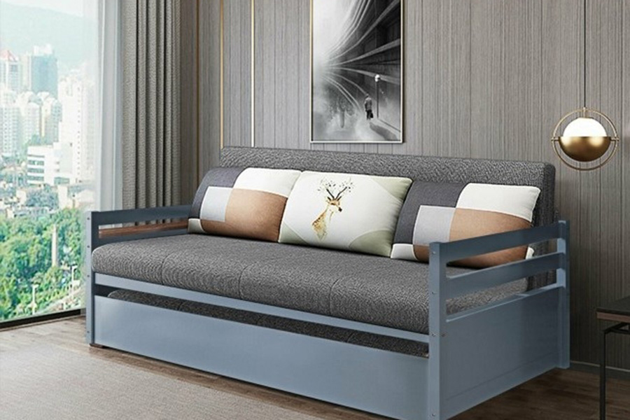 FaFurn Twin/Twin Dorm Style Trundle Daybed Platform Bed Frame - Gray