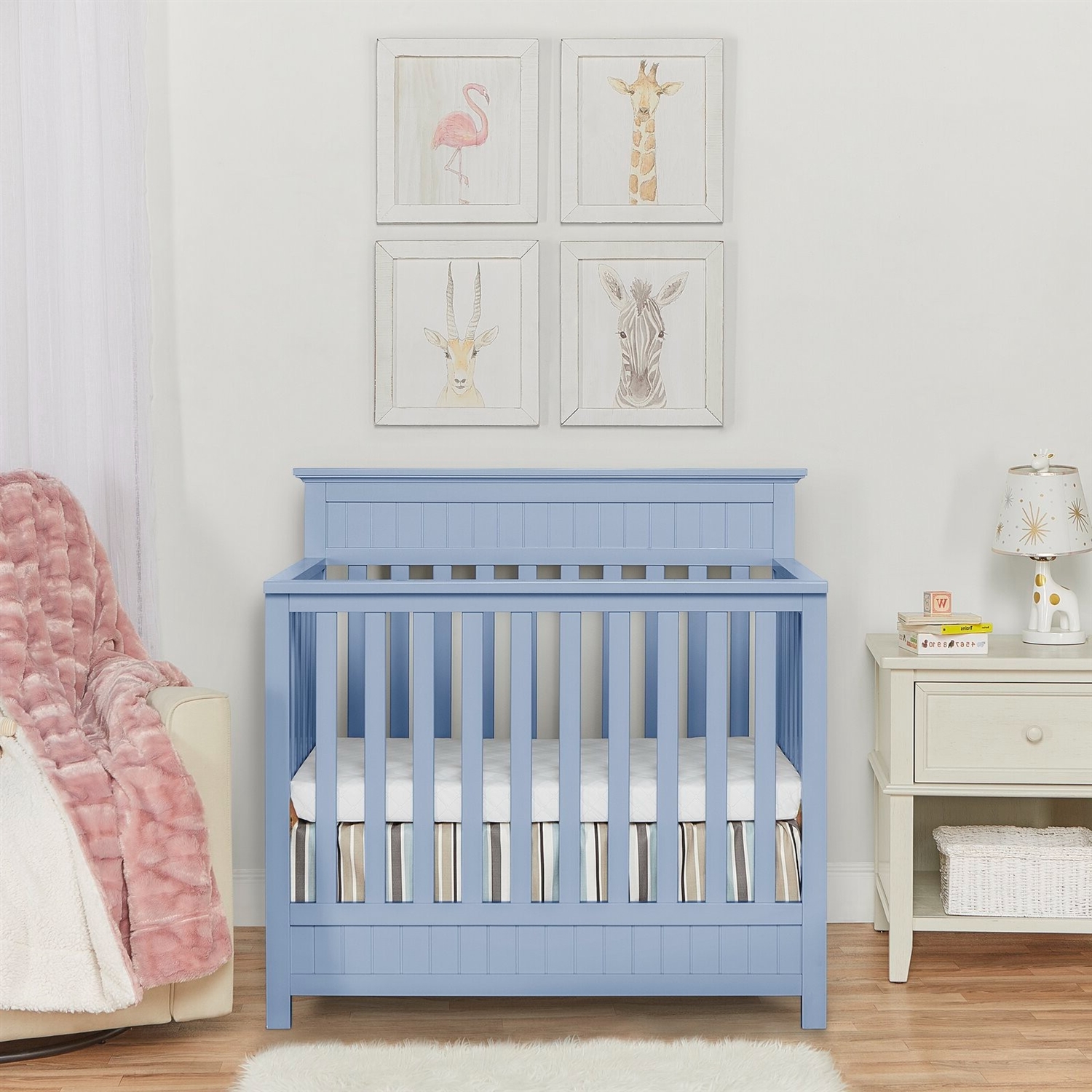 FaFurn - 4-in-1 Convertible Crib Toddler Bed in Blue