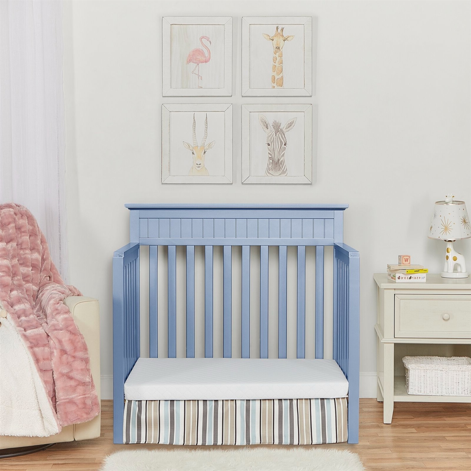 FaFurn - 4-in-1 Convertible Crib Toddler Bed in Blue