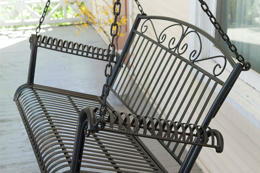 FaFurn - Wrought Iron Outdoor Patio 4-Ft Porch Swing in Black