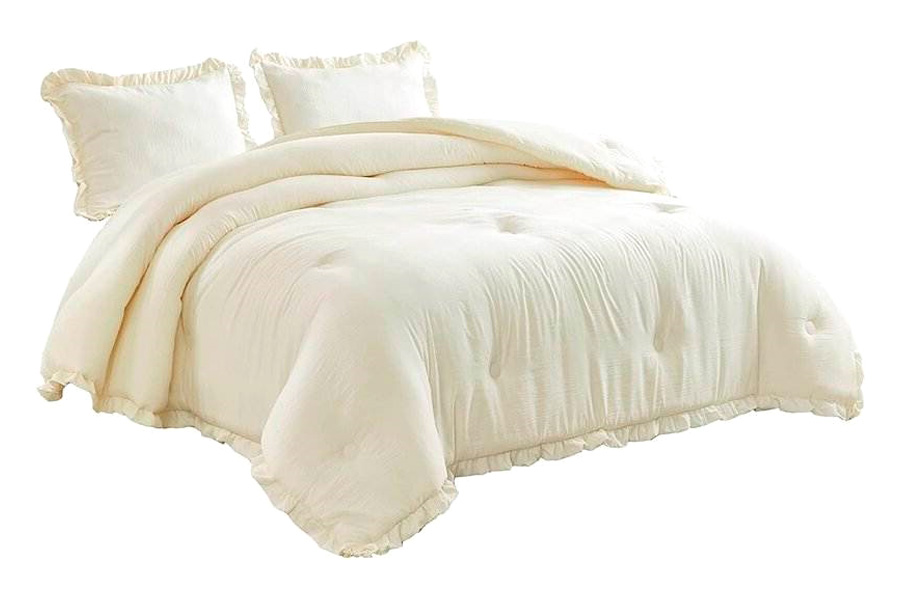 FaFurn - 3-Piece Oversized Ruffled Edge Comforter Set (RETCSIV4539872)