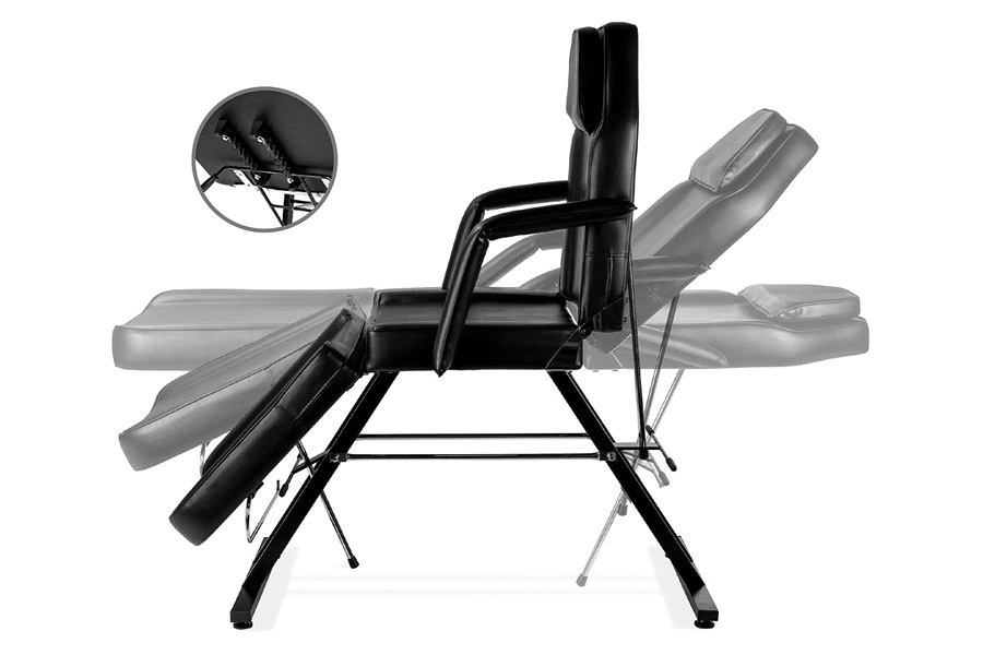 FaFurn - Black Adjustable Massage Bed Salon Chair with Hydraulic Stool