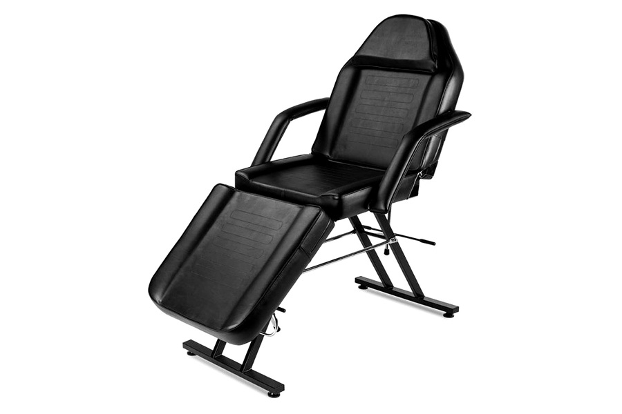 FaFurn - Black Adjustable Massage Bed Salon Chair with Hydraulic Stool