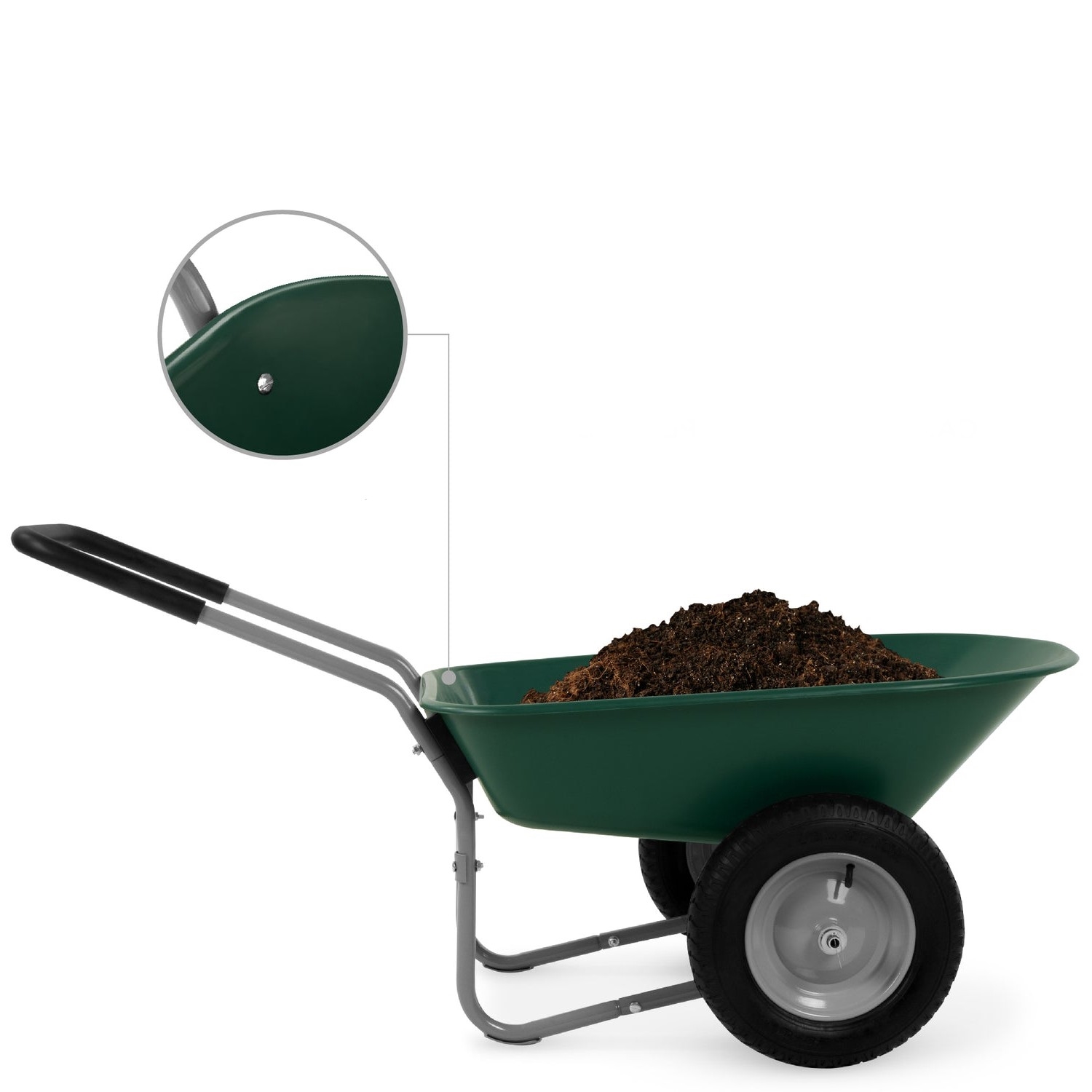 FaFurn - Rust Proof Wheelbarrow in Green, Steel