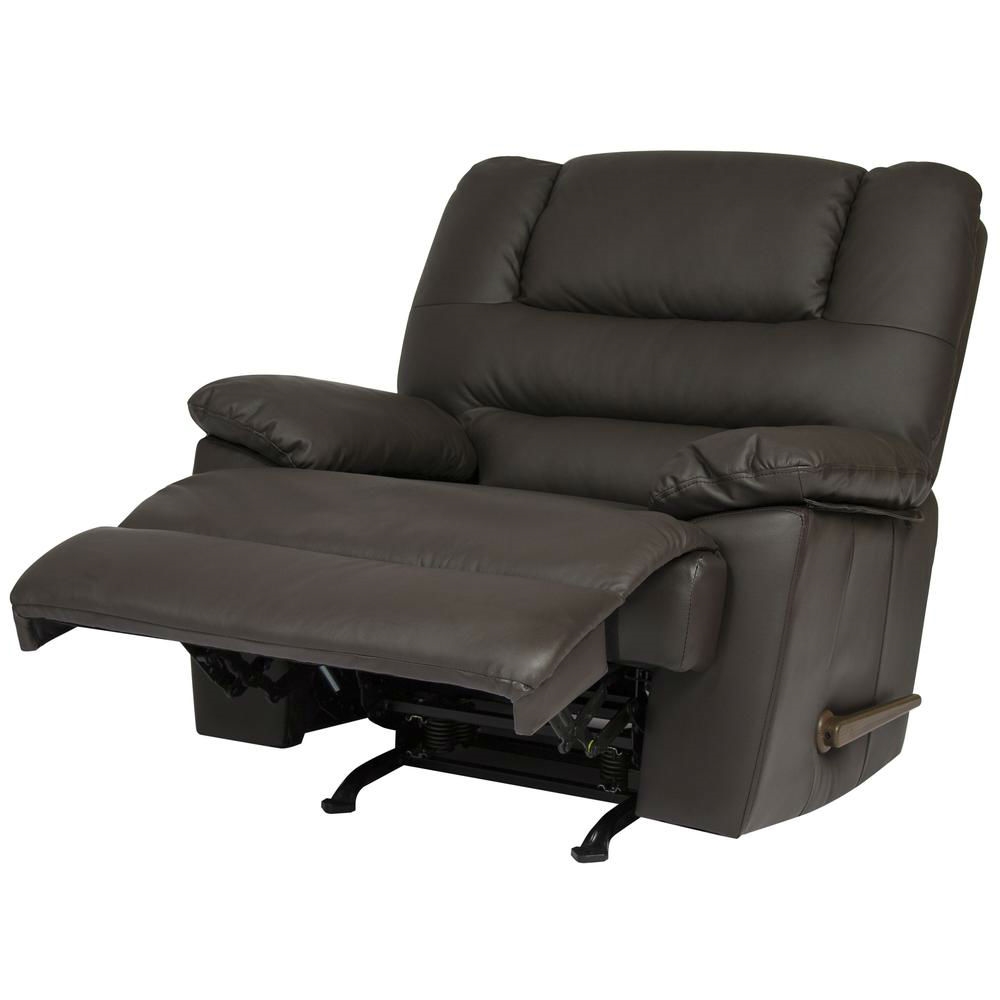 FaFurn - Rocking Recliner Chair in Brown, Faux Leather