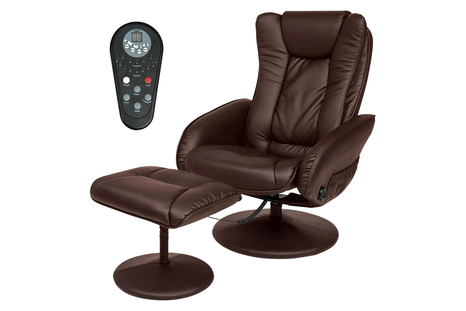 FaFurn - Sturdy Faux Leather Electric Massage Recliner Chair with Ottoman