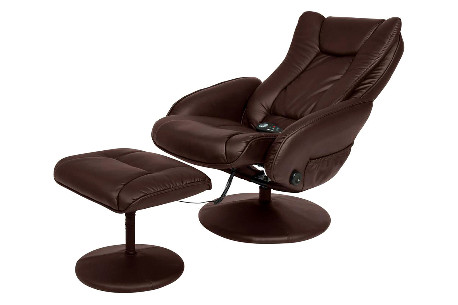 FaFurn™ Sturdy Faux Leather Electric Massage Recliner Chair with Ottoman - Brown