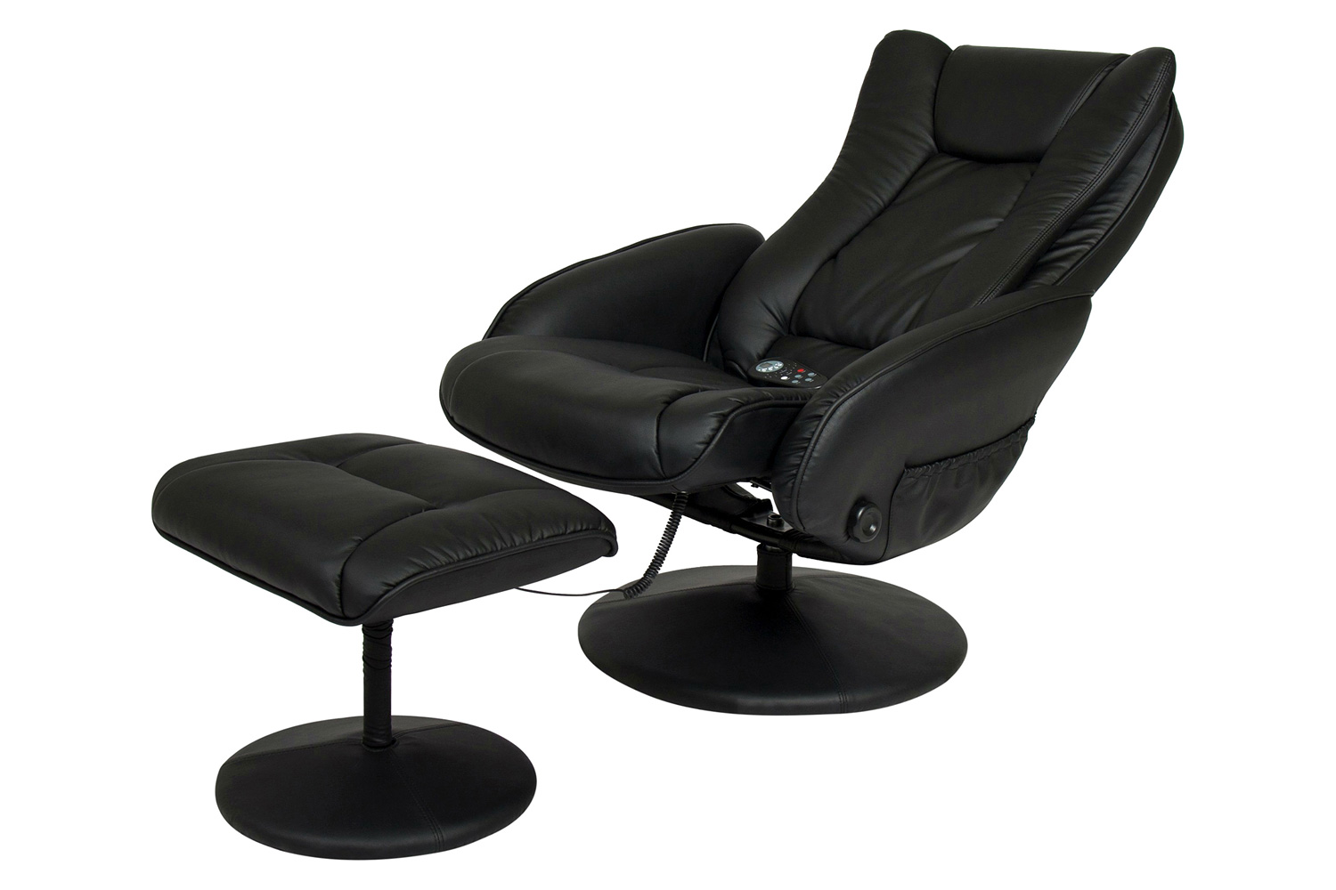 FaFurn™ Sturdy Faux Leather Electric Massage Recliner Chair with Ottoman - Black