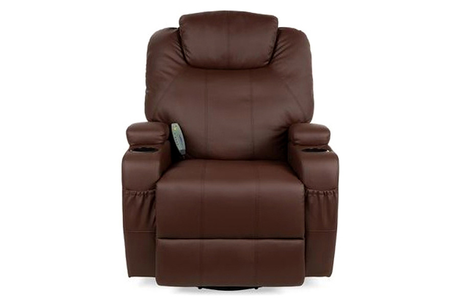 FaFurn™ Swivel Heat & Massage Recliner Chair 5 Modes Remote Control - Brown