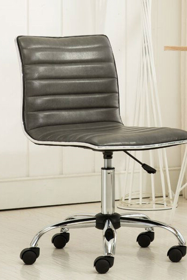 FaFurn - Heavy Duty Gray Channel-Tufted Conference Chair