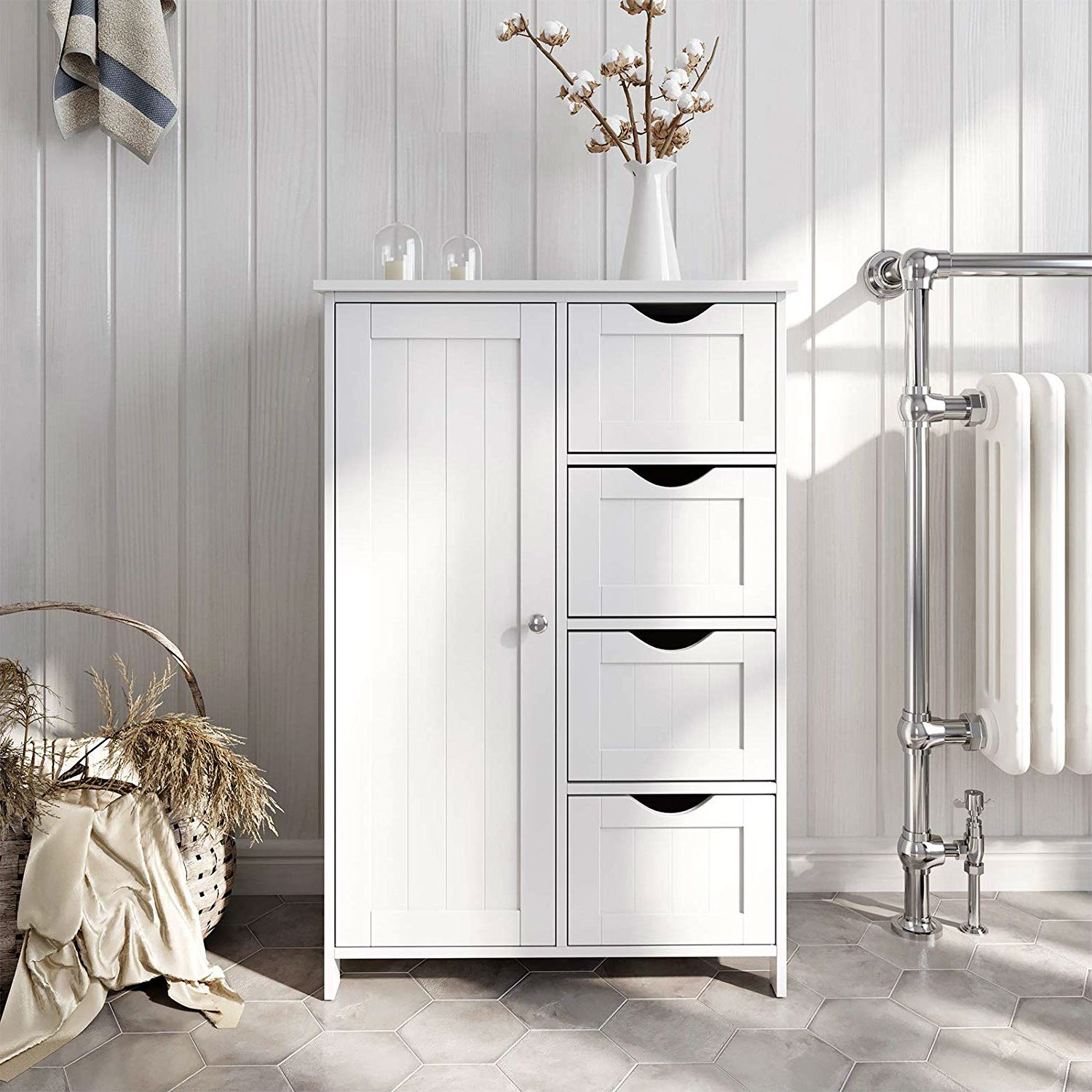 FaFurn - Adjustable Bathroom Cabinet in White, Wood