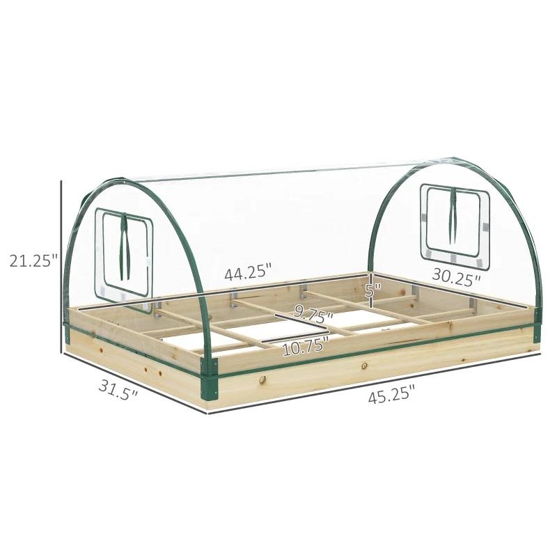 FaFurn Garden Bed Planter Box Greenhouse Combo with Clear PVC Cover - Fir Wood