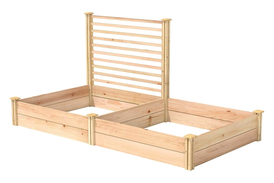 FaFurn Wood Raised Garden Bed with Trellis - Double