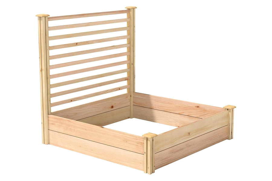 FaFurn Wood Raised Garden Bed with Trellis - Single