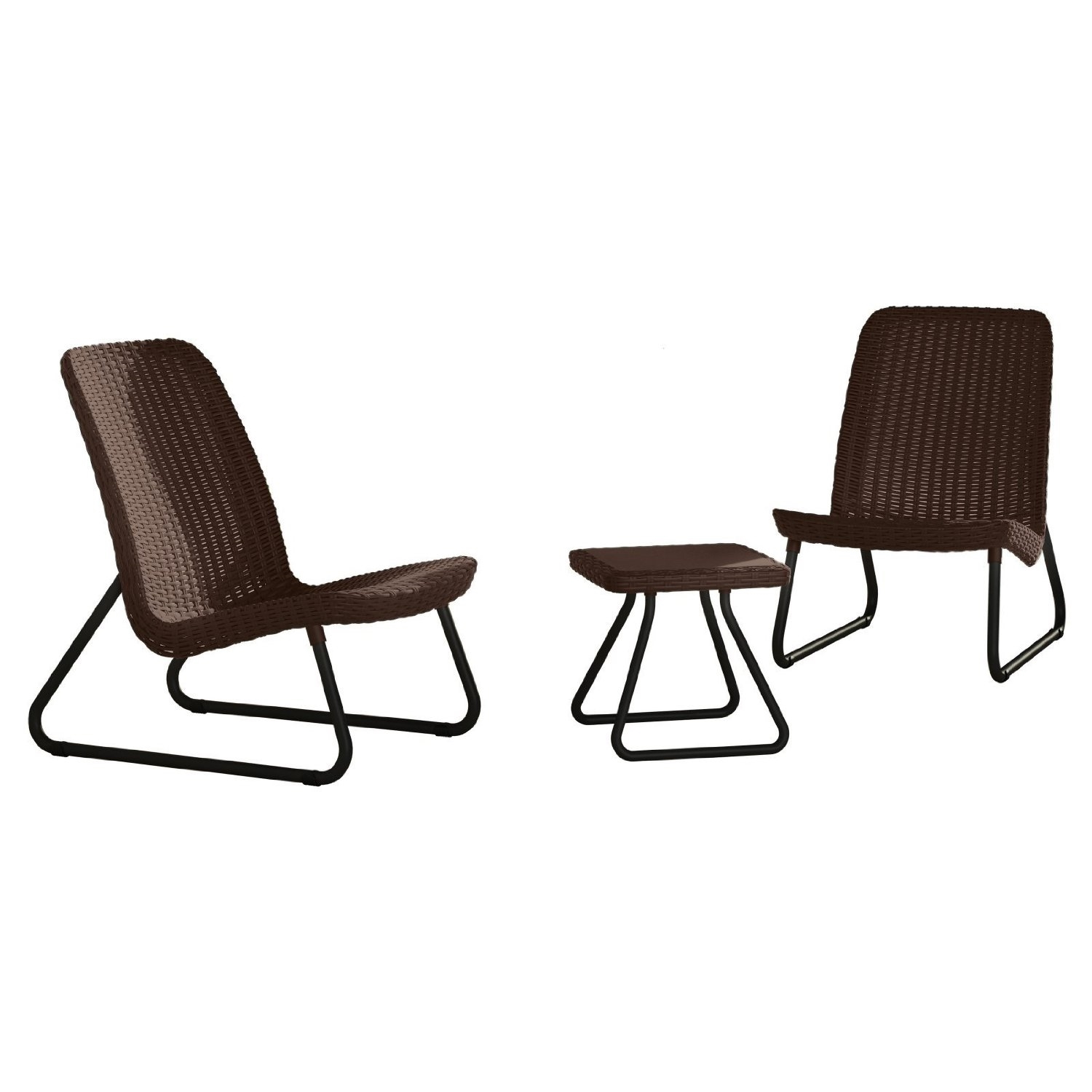 FaFurn - 3-Piece Patio Furniture Set in Brown, Rattan Resin