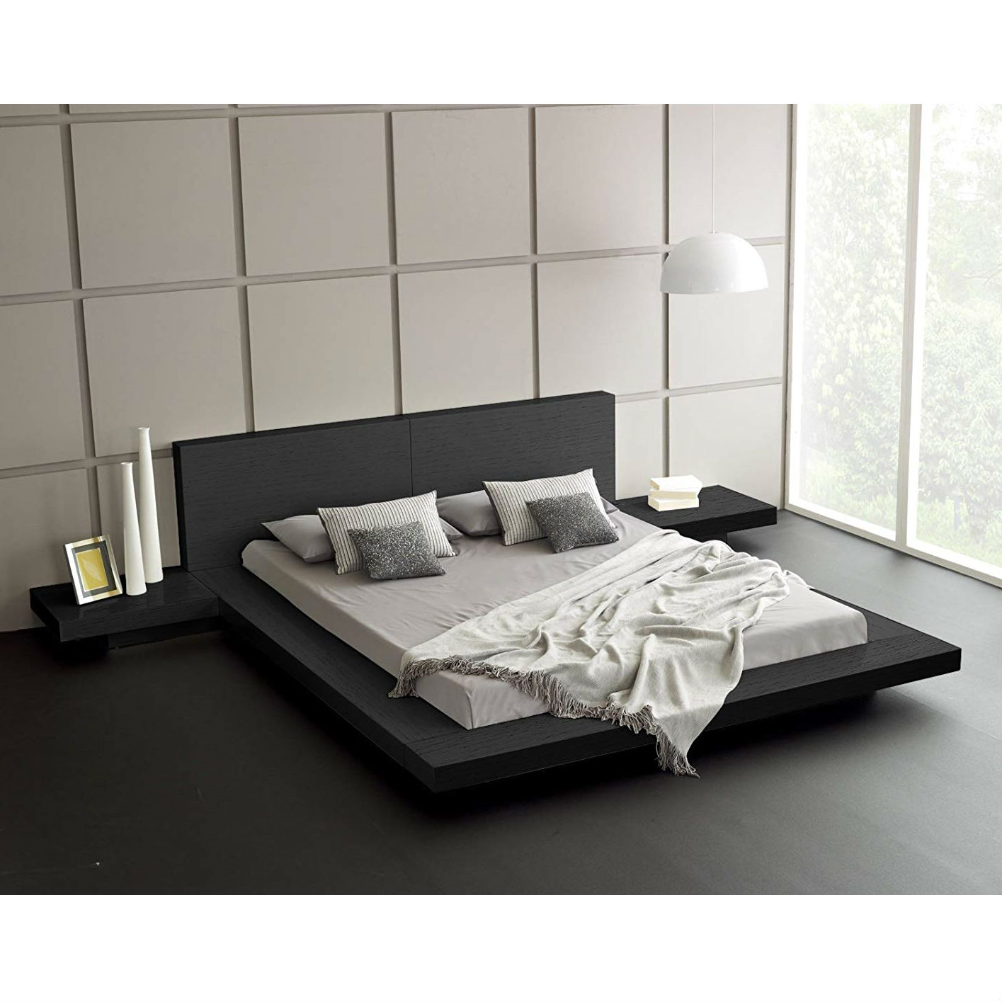 FaFurn - Platform Bed Frame with Headboard and 2 Nightstand