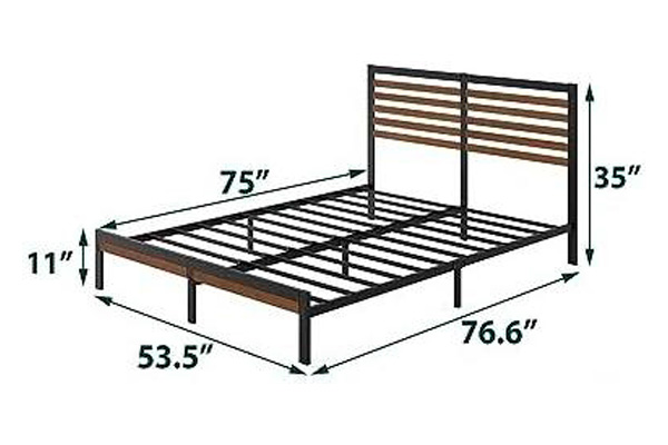 FaFurn Eco Friendly Full Size Platform Bed with Bamboo Wood Slat Headboard and Footboard - Bamboo, Metal