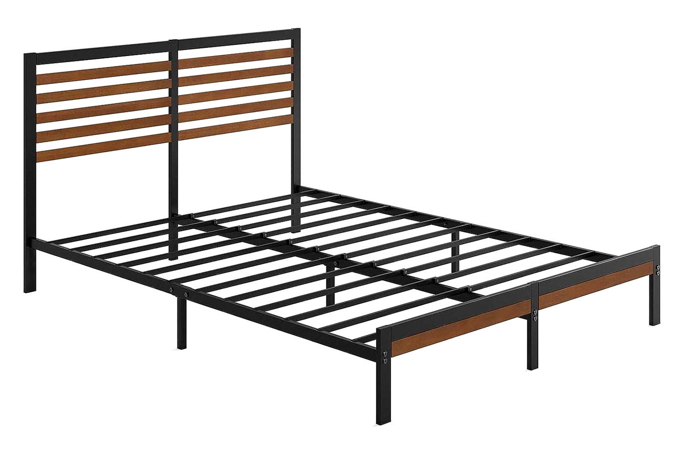 FaFurn Eco Friendly King Size Platform Bed with Bamboo Wood Slat Headboard and Footboard - Bamboo, Metal