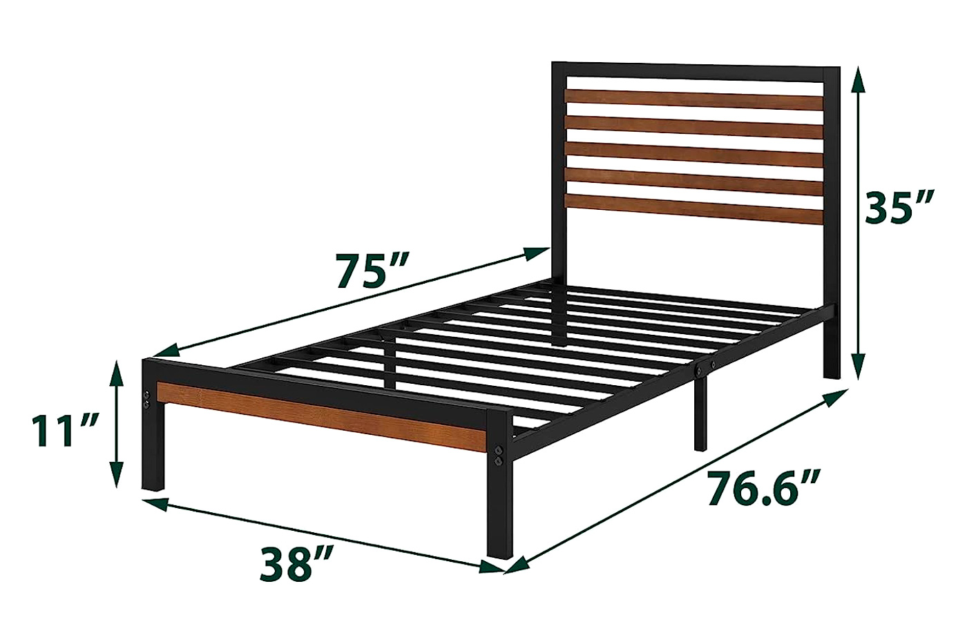 FaFurn Eco Friendly Twin Size Platform Bed with Bamboo Wood Slat Headboard and Footboard - Bamboo, Metal