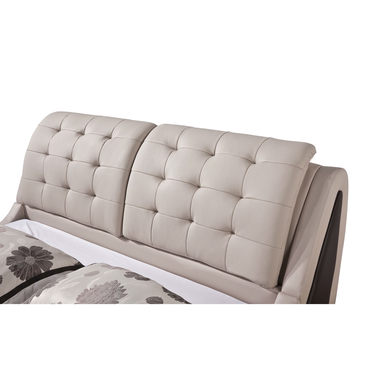 FaFurn - King Size Bed Frame with Headboard in Tan, Leather