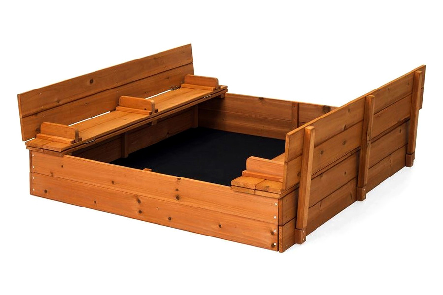 FaFurn - Sturdy Brown Cedar Kids Complete Seated Bench Sandbox