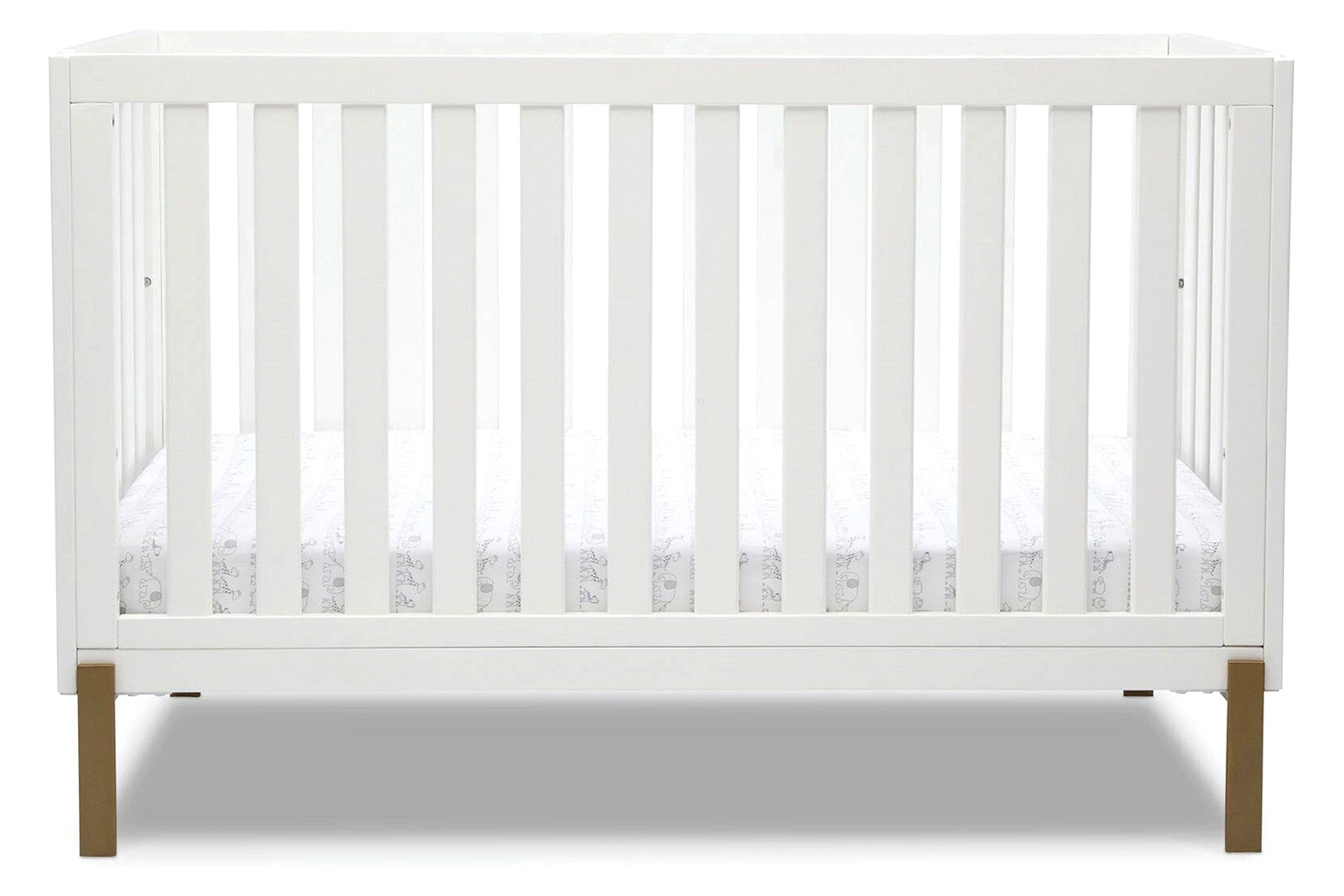 FaFurn Modern Contemporary Convertible Crib Toddler Bed - White/Gold Bronze