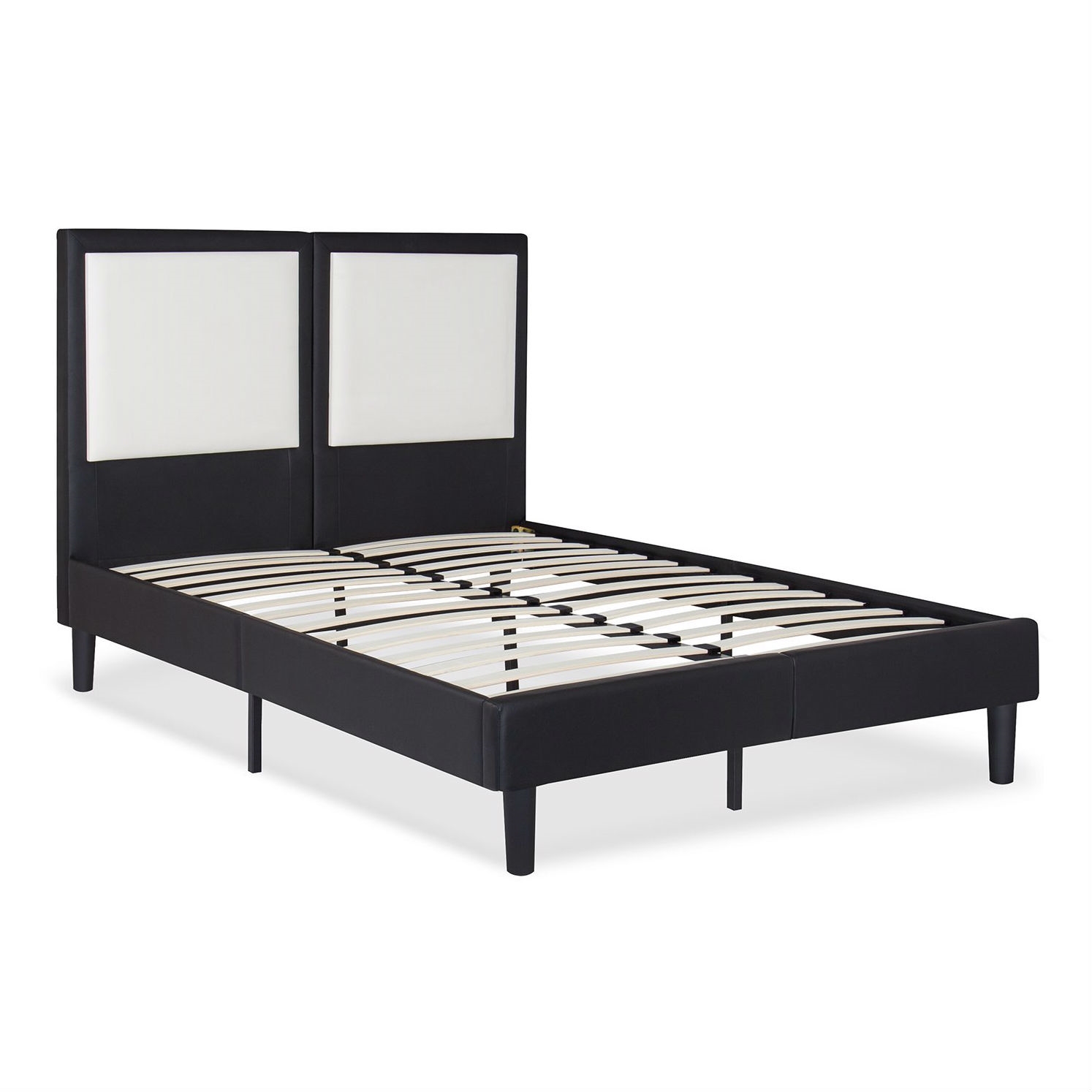 FaFurn - King Size Platform Bed Frame with 50-in Tall Headboard in Leather