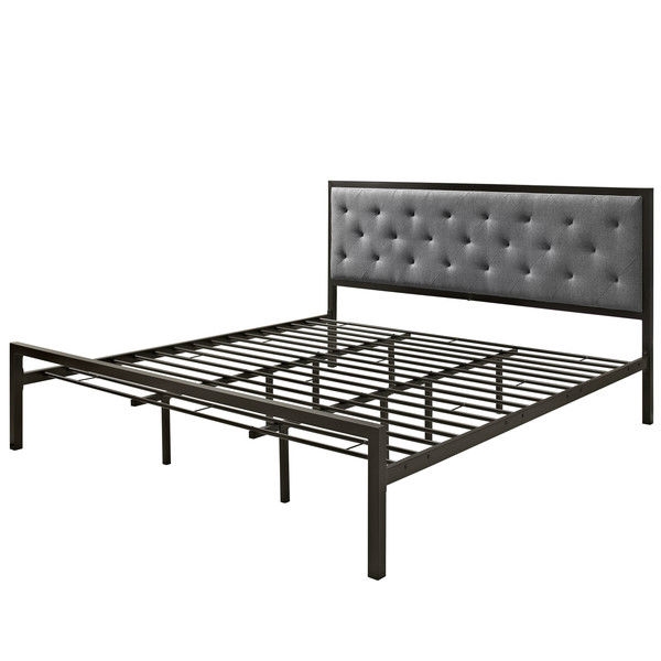 FaFurn - Platform Bed with Button Tufted Headboard