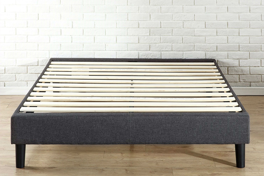 FaFurn - King Size Modern Gray Upholstered Padded Platform Bed Fame