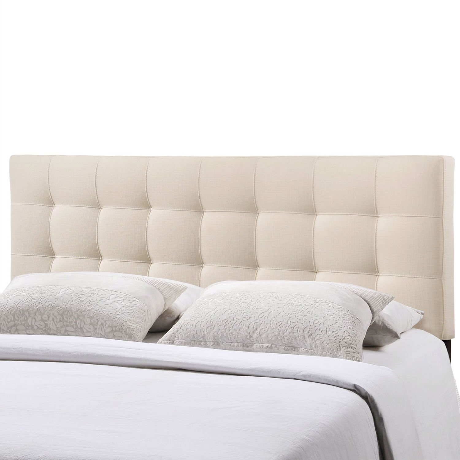 FaFurn King Size Button-Tufted Headboard - Ivory