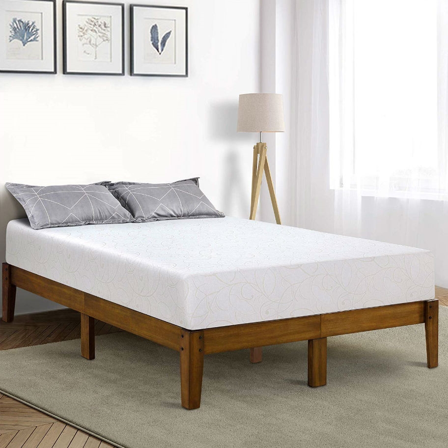 FaFurn - King Size Bed Frame in Brown, Wood