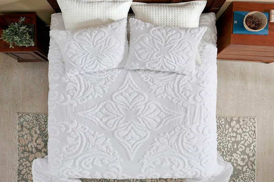 FaFurn King Size 3-Piece Coverlet Bedspread Set - White, Cotton