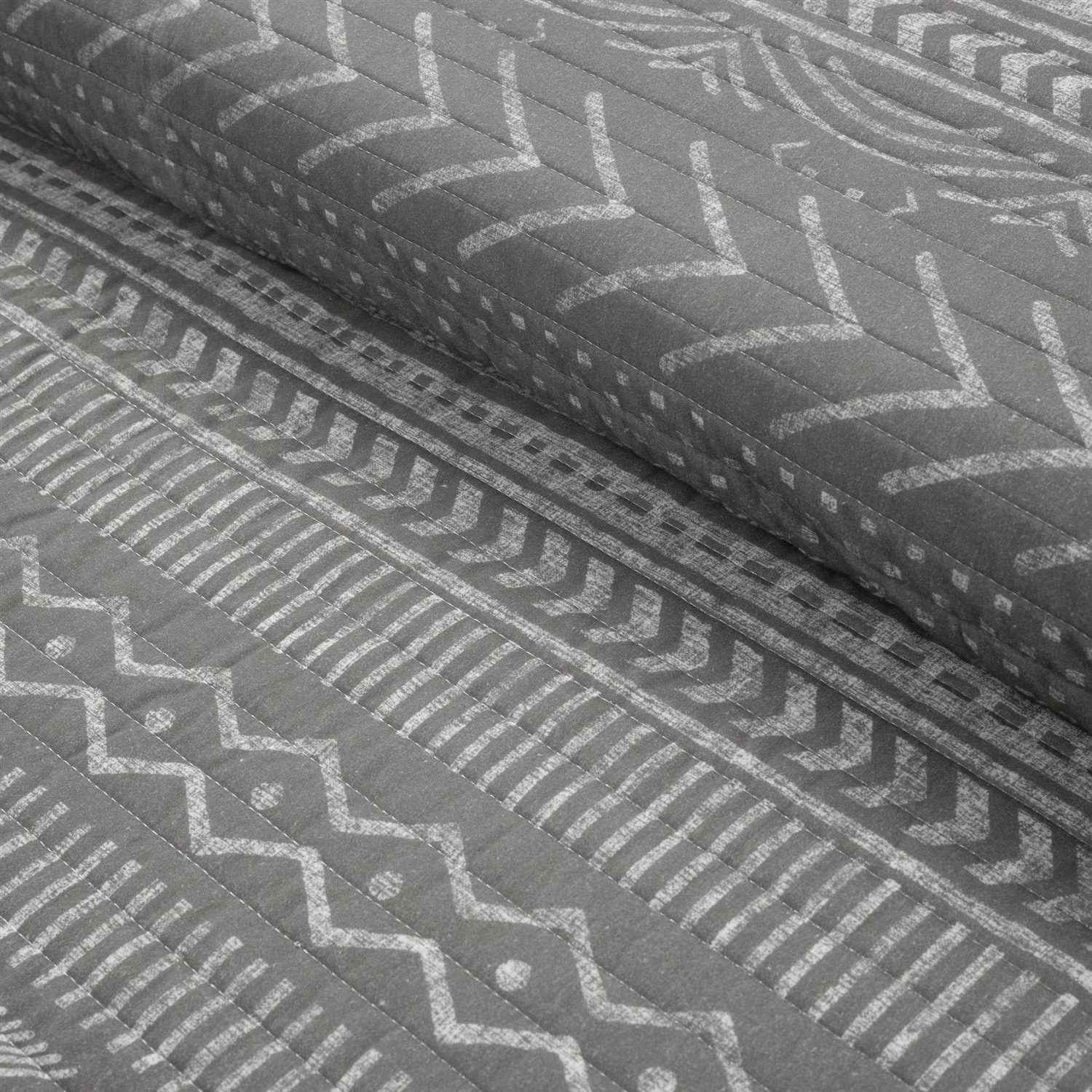 FaFurn King Size Scandinavian Reversible Quilt Set - Dark Gray, Cotton