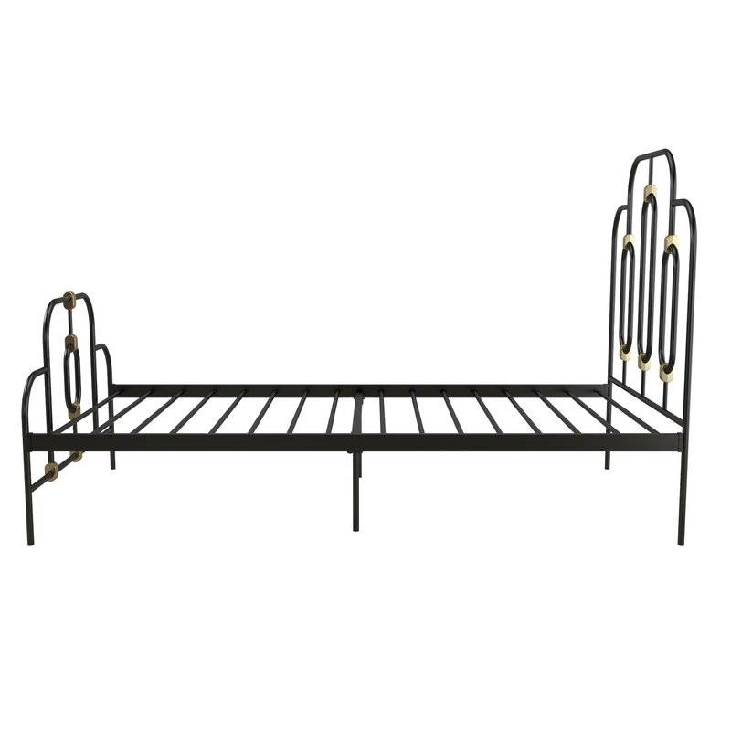 FaFurn - King Size Platform Bed Frame in Black/Gold, Metal