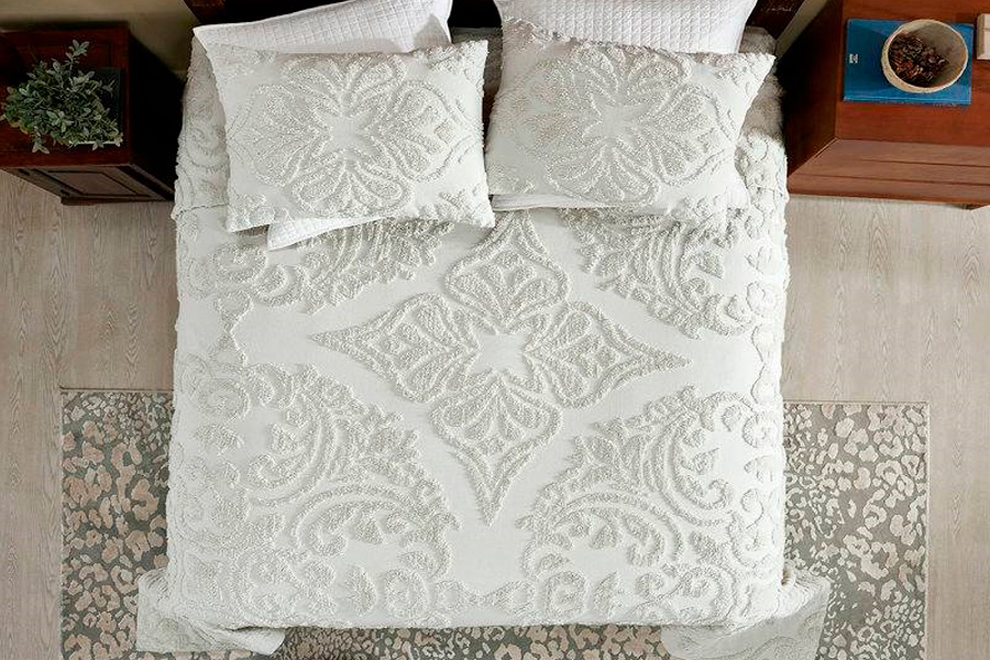 FaFurn King Size 3-Piece Coverlet Bedspread Set - Ivory, Cotton