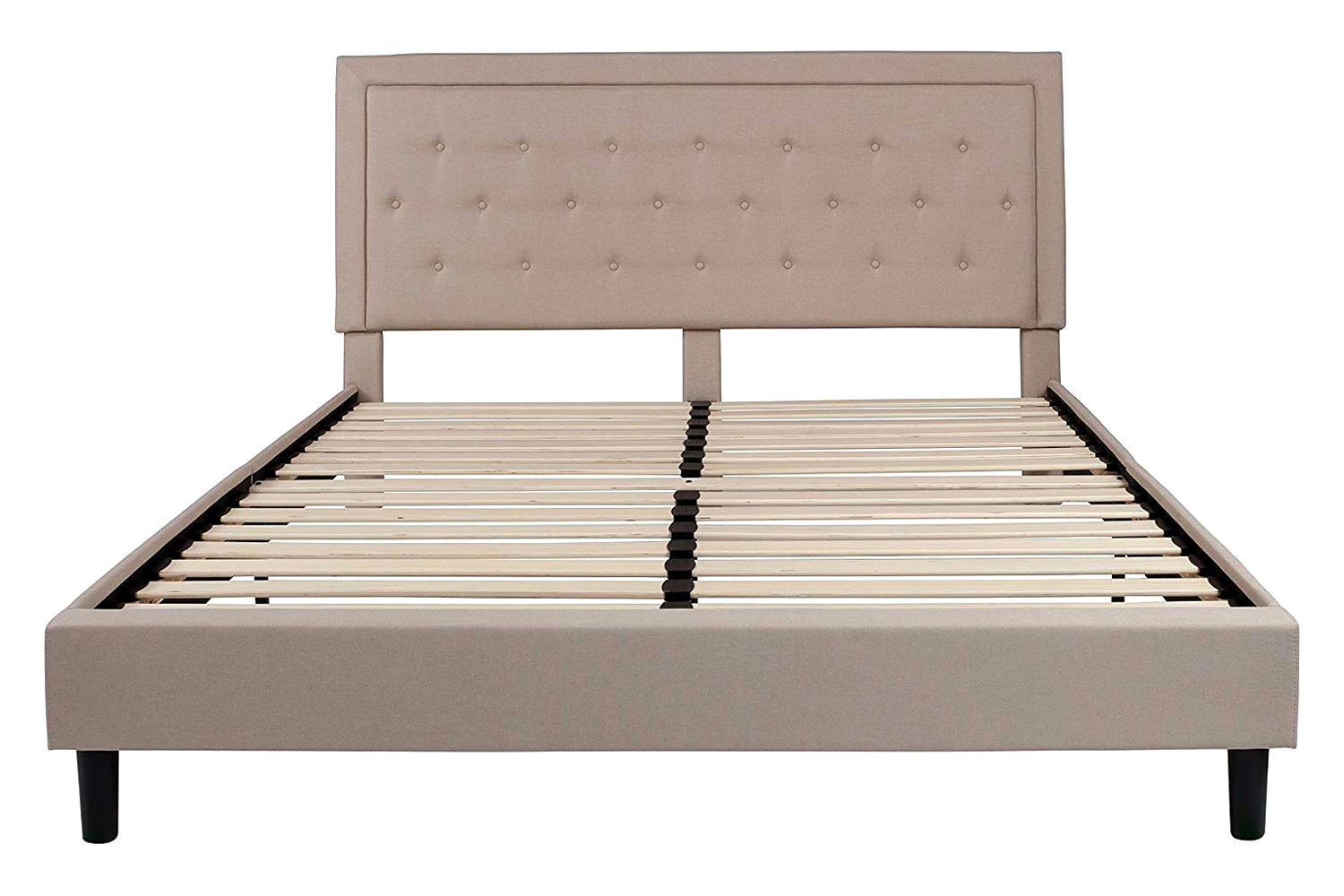 FaFurn - Upholstered Platform Bed Frame with Button Tufted Headboard