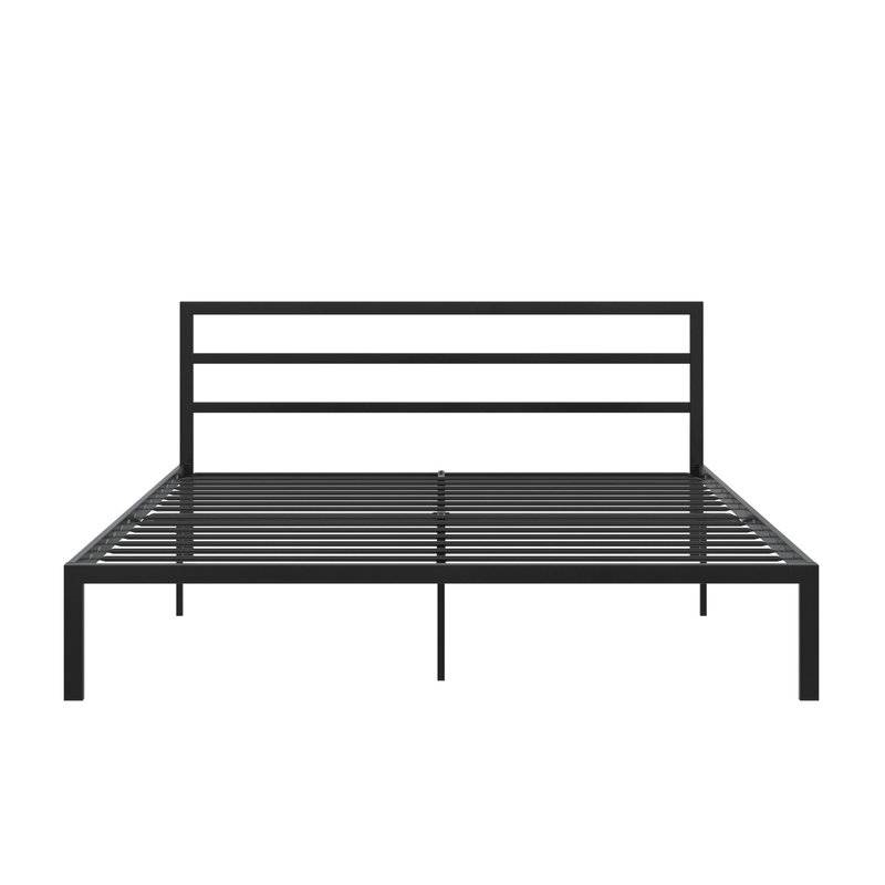 FaFurn - King Size Platform Bed Frame with Headboard Included in Black, Metal