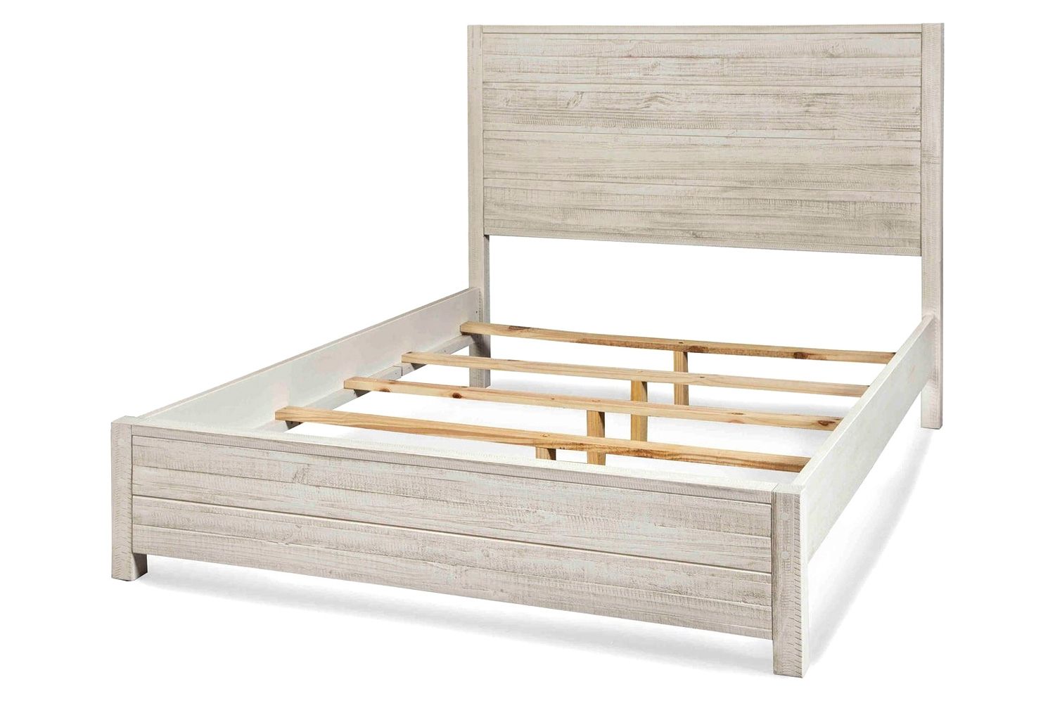 FaFurn Farmhome Solid Pine Platform Bed - Off White, King Size