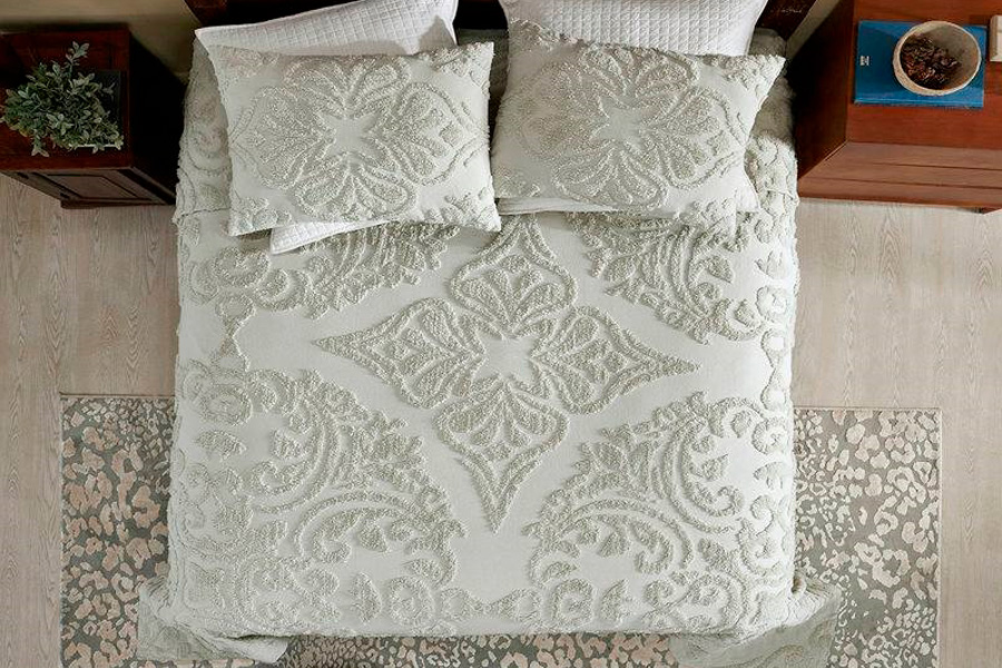 FaFurn King Size 3-Piece Coverlet Bedspread Set - Sage, Cotton