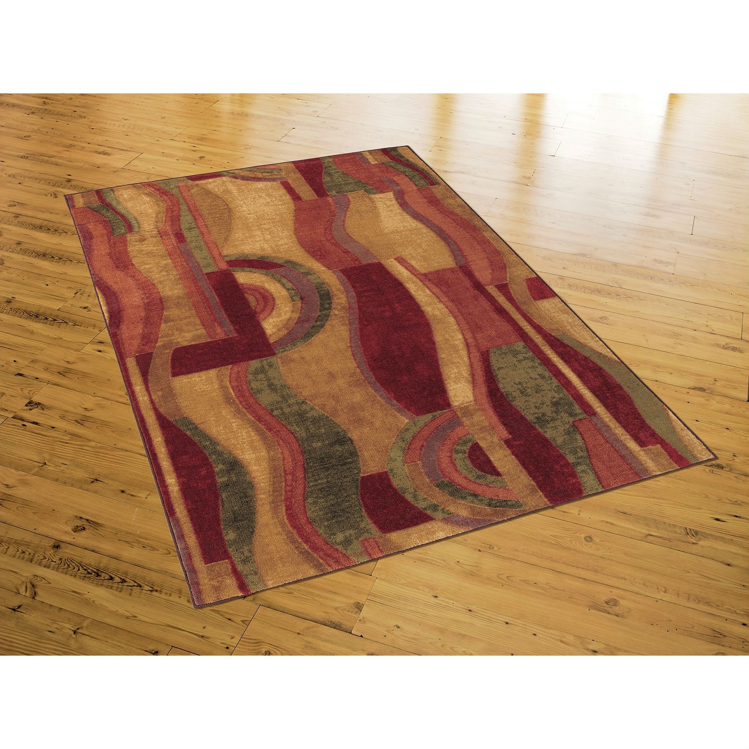 FaFurn - Abstract Rug with Wine Green and Yellow Colors