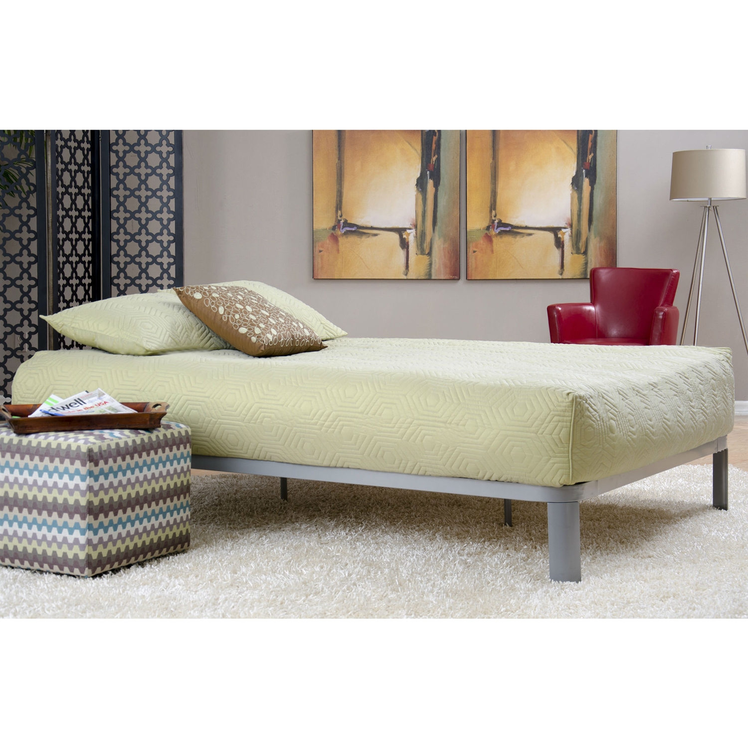 FaFurn - King Size Bed Frame with Wood Slats in Metal