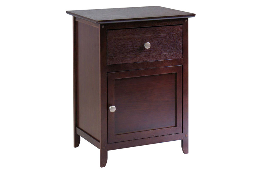 FaFurn - Wood Finish 1-Drawer Bedroom Nightstand/End Table