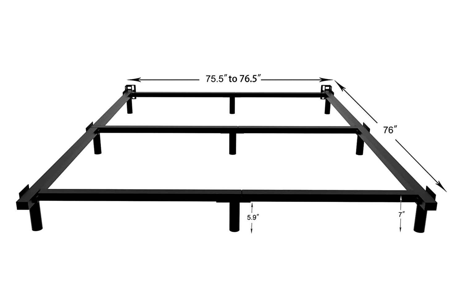 FaFurn 9-Leg Metal Bed Frame with Headboard Brackets - King Size