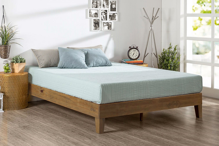 FaFurn - King Size Modern Platform Bed Frame in Rustic Pine Finish